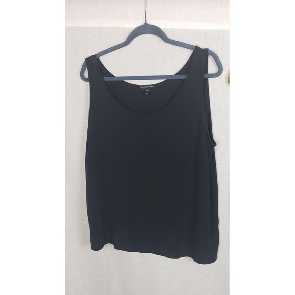 Eileen Fisher Tank Tops XL 100% Silk Lot of 2 Black Tan Casual Quiet Luxury Work - Picture 3 of 14